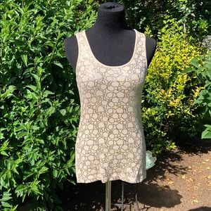 Beige and gold bling tank top